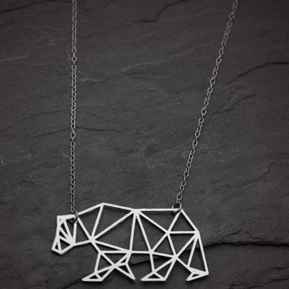 Jewelry - 🎉 New Silver Stainless Steel Origami Bear Necklace